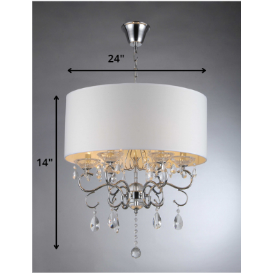 HomeRoots Krissy 6-Light Crystal Chandelier In Silver Finish