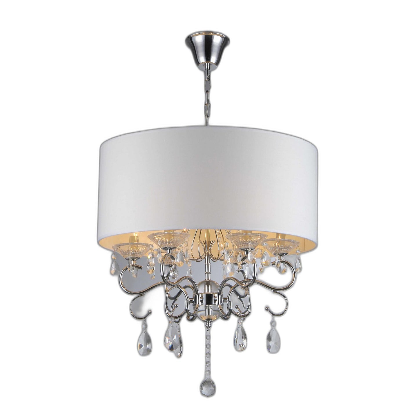 HomeRoots Krissy 6-Light Crystal Chandelier In Silver Finish