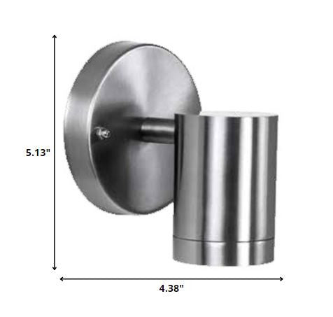 HomeRoots LED One Light Outdoor Can Shape Wall Sconce With Stainless Steel Finish