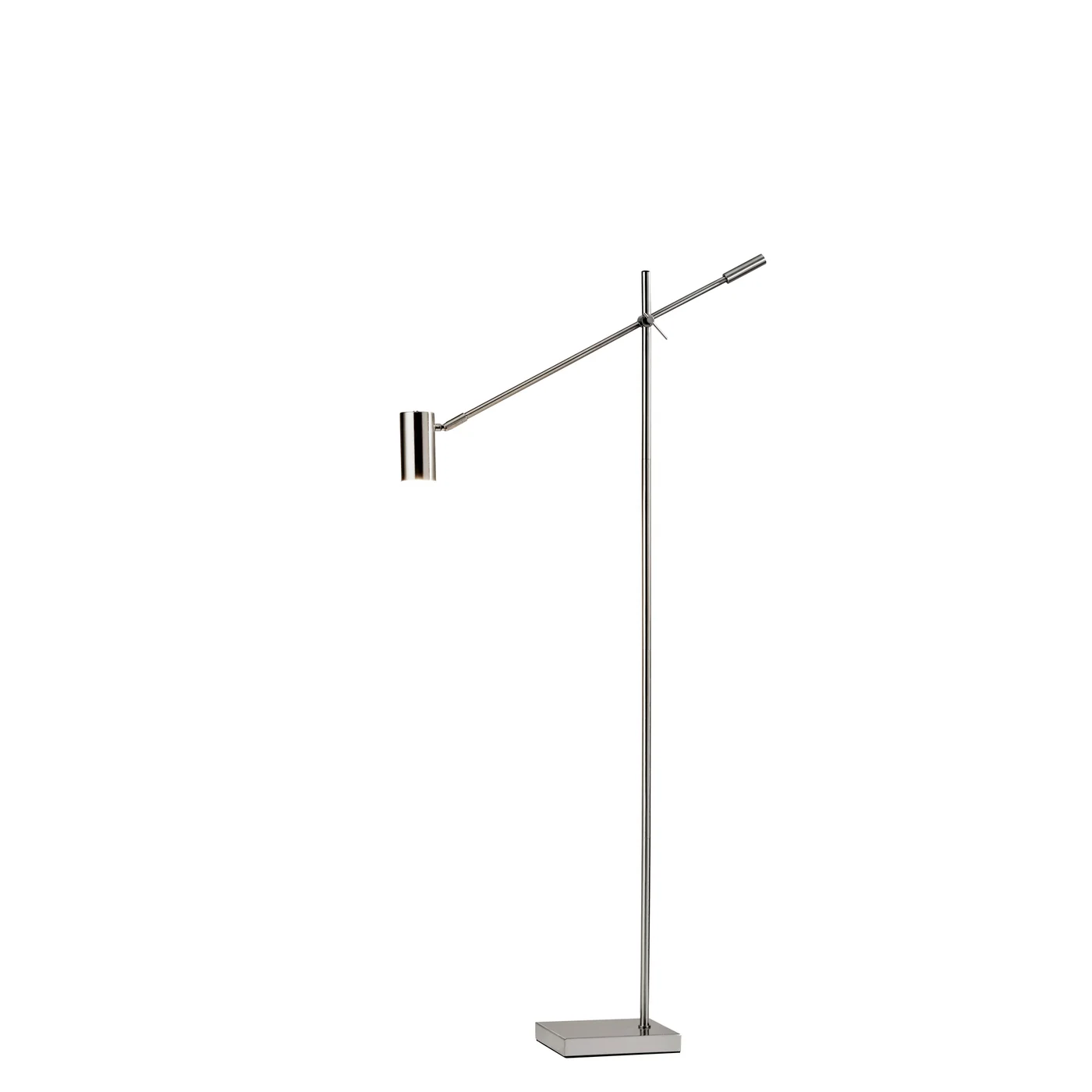 HomeRoots LED Task Light Floor Lamp With Tilt Arm in Brushed Steel Finish