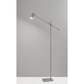 HomeRoots LED Task Light Floor Lamp With Tilt Arm in Brushed Steel Finish