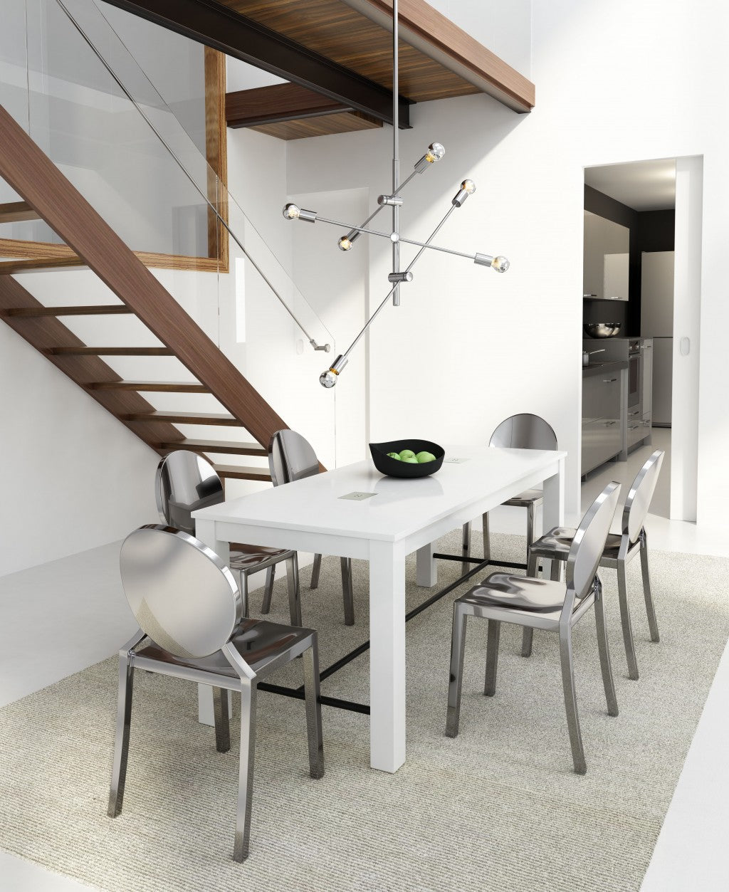 HomeRoots Labyrinthine Six Light Ceiling Lamp in Chrome Finish