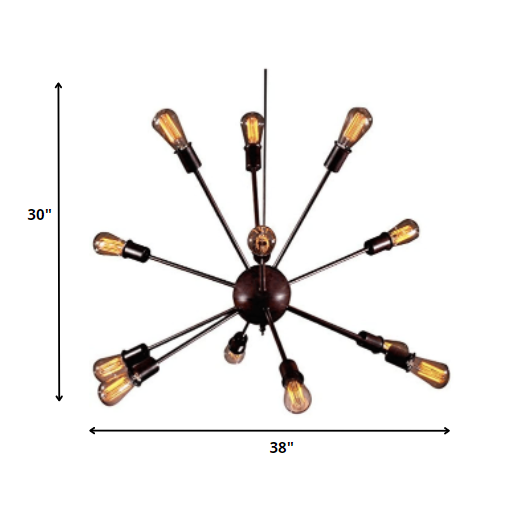 HomeRoots Laila 12-Light Edison Lamp With Bulbs In Bronze Finish