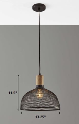HomeRoots Large Caged Ceiling Pendant With Black Metal Finish