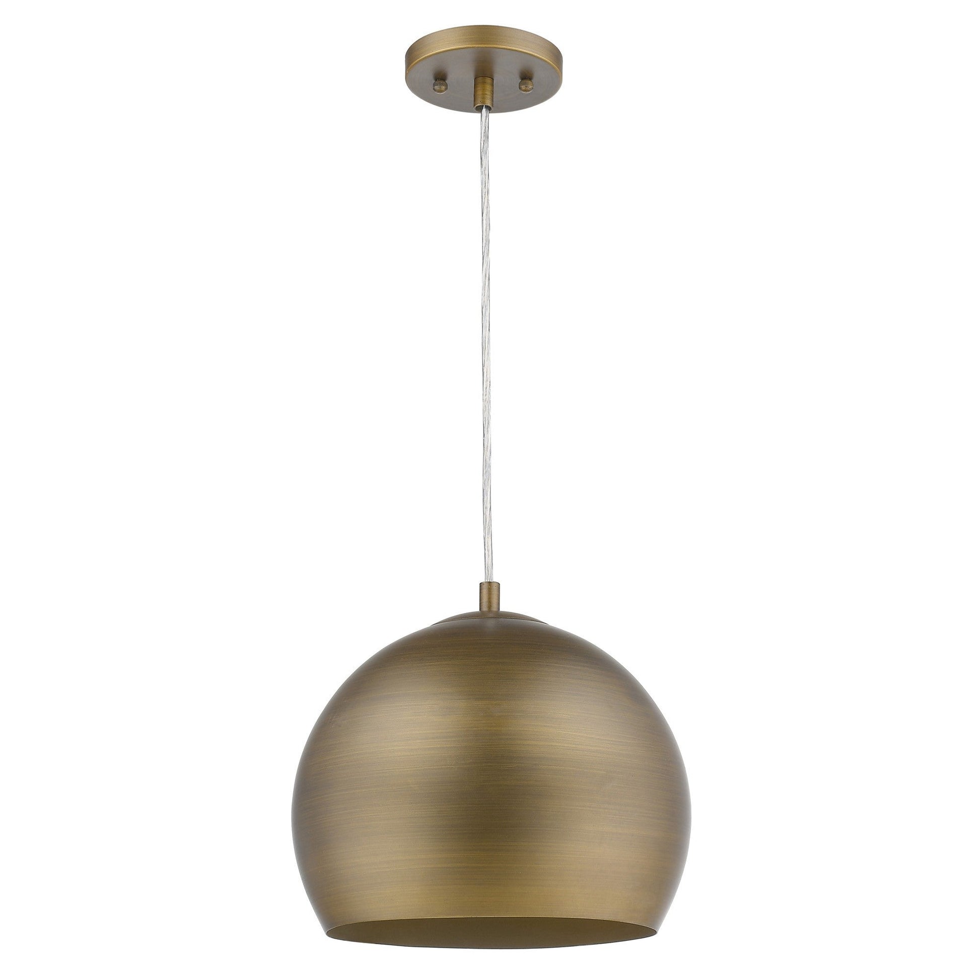 HomeRoots Latitude 1-Light Hand Painted Antique Gold Pendant With Gold Interior Shade