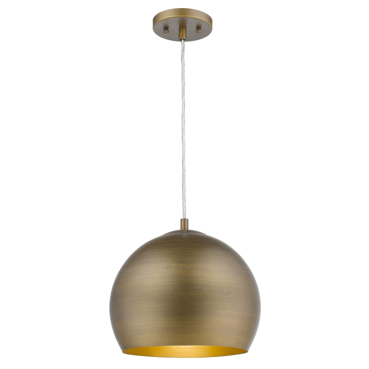 HomeRoots Latitude 1-Light Hand Painted Antique Gold Pendant With Gold Interior Shade