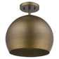 HomeRoots Latitude 1-Light Hand Painted Antique Gold Pendant With Gold Interior Shade