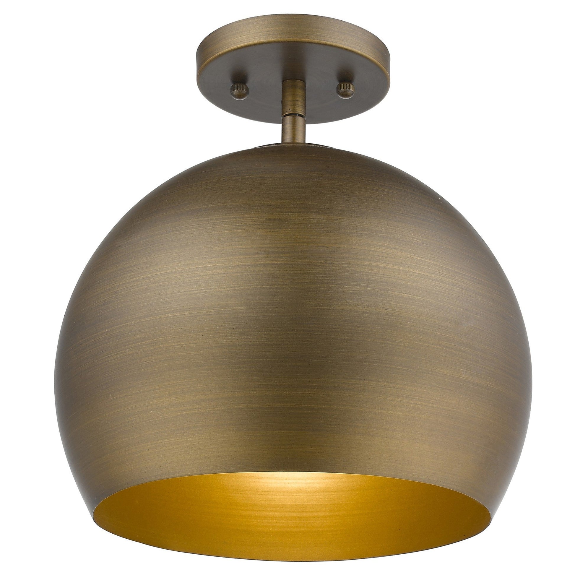 HomeRoots Latitude 1-Light Hand Painted Antique Gold Pendant With Gold Interior Shade