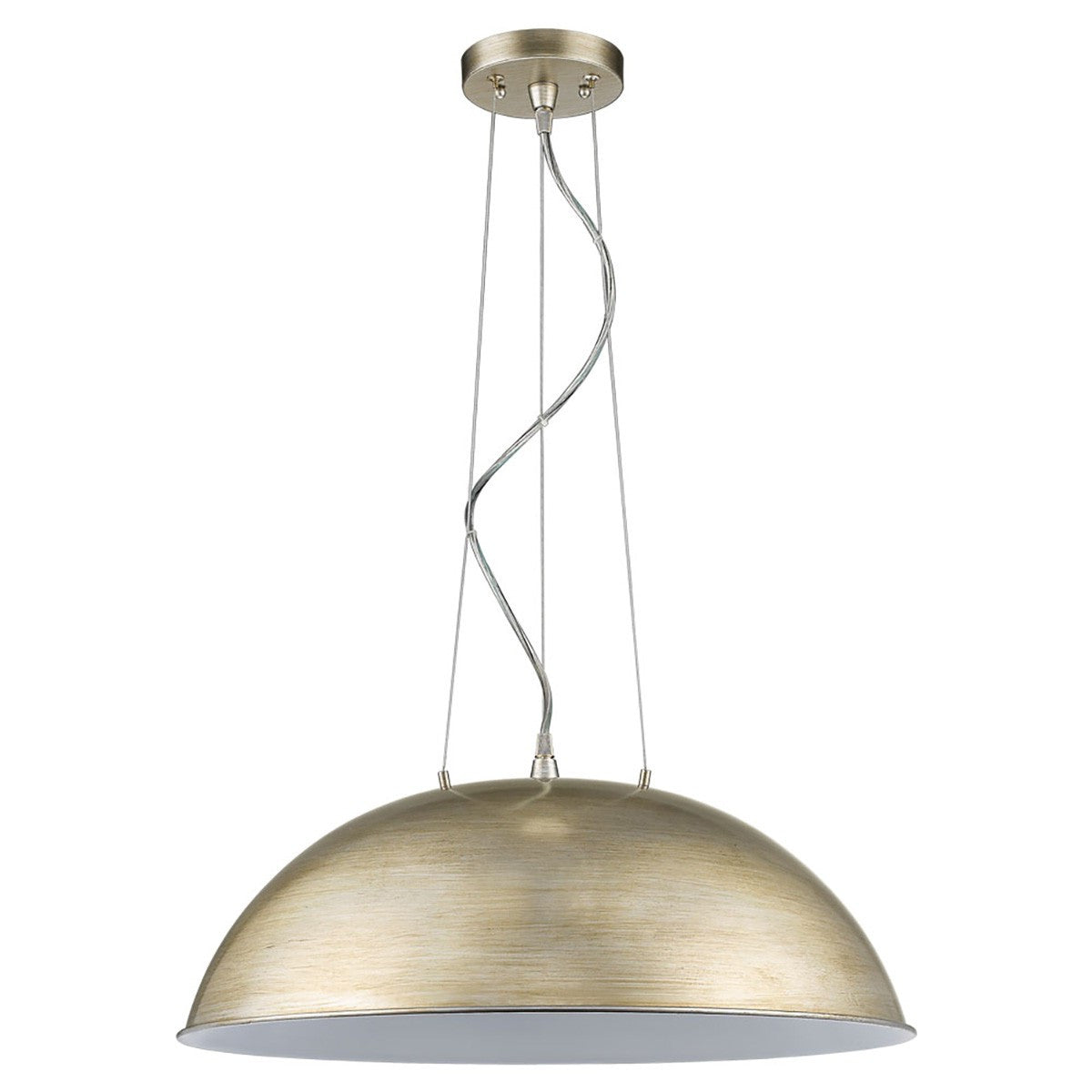 HomeRoots Layla 1-Light Bowl Pendant With Gloss White Interior Shade and Washed Gold Finish