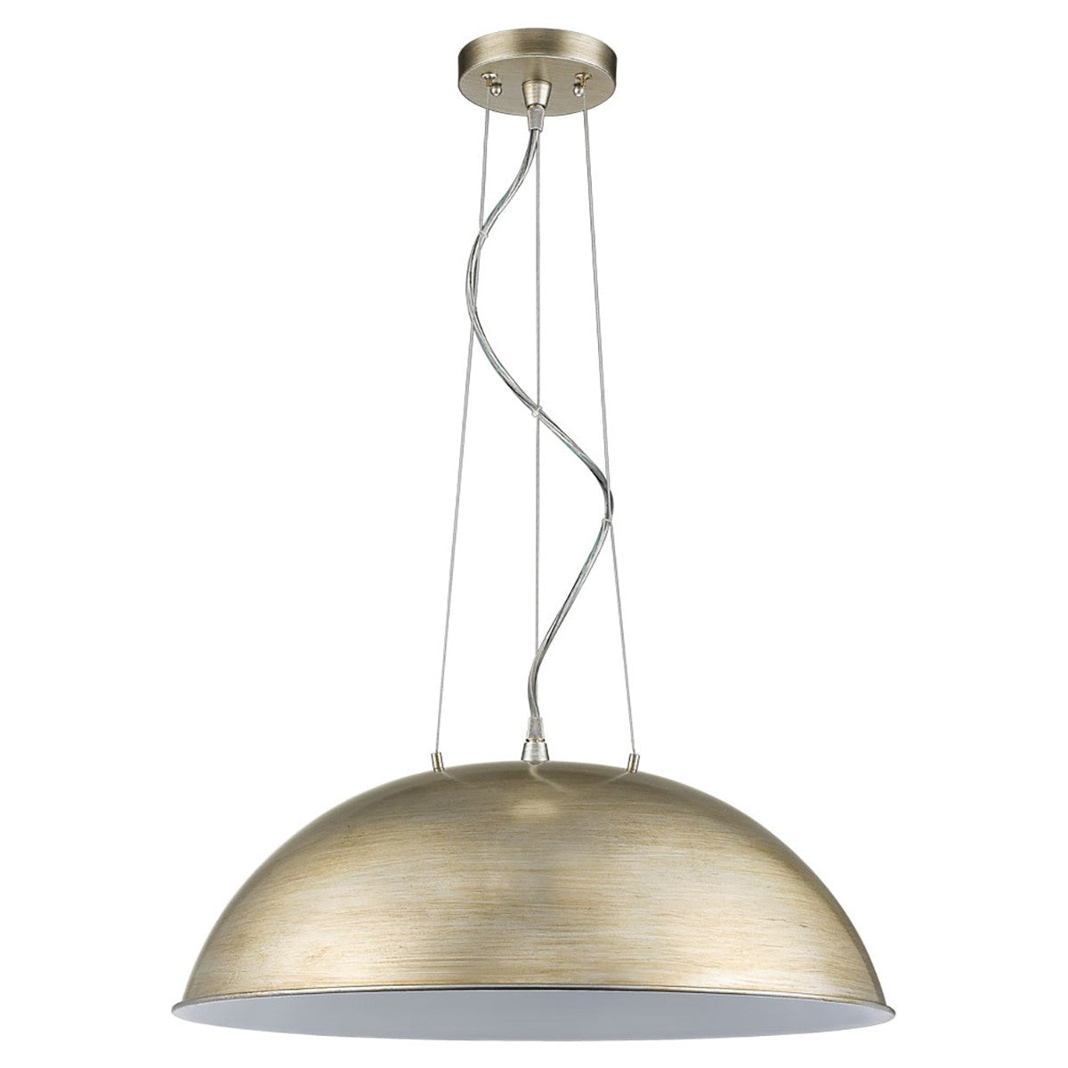 HomeRoots Layla 1-Light Bowl Pendant With Gloss White Interior Shade and Washed Gold Finish