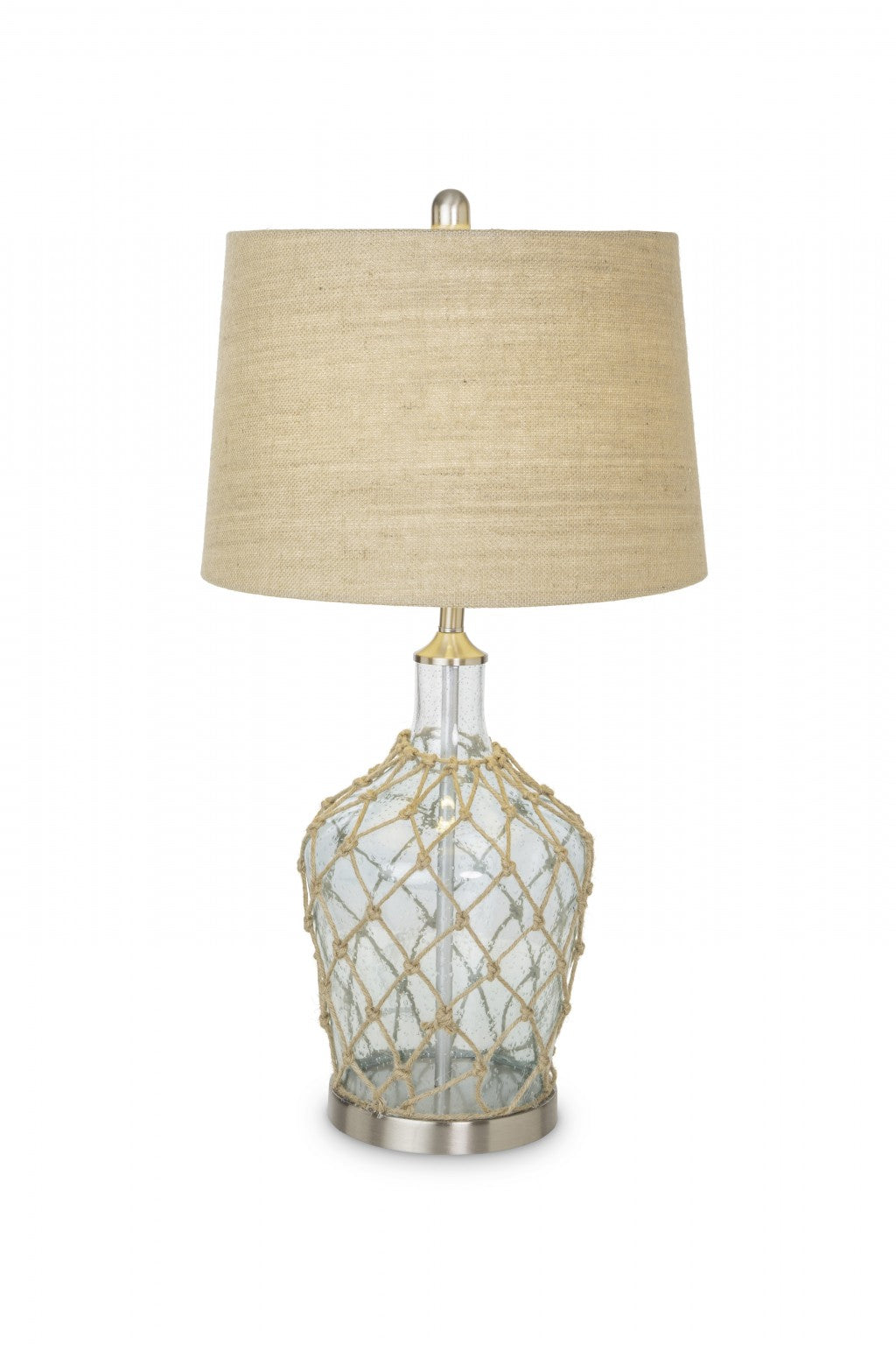 HomeRoots Light Blue Bubble Glass Coastal Table Lamps in Set of Two