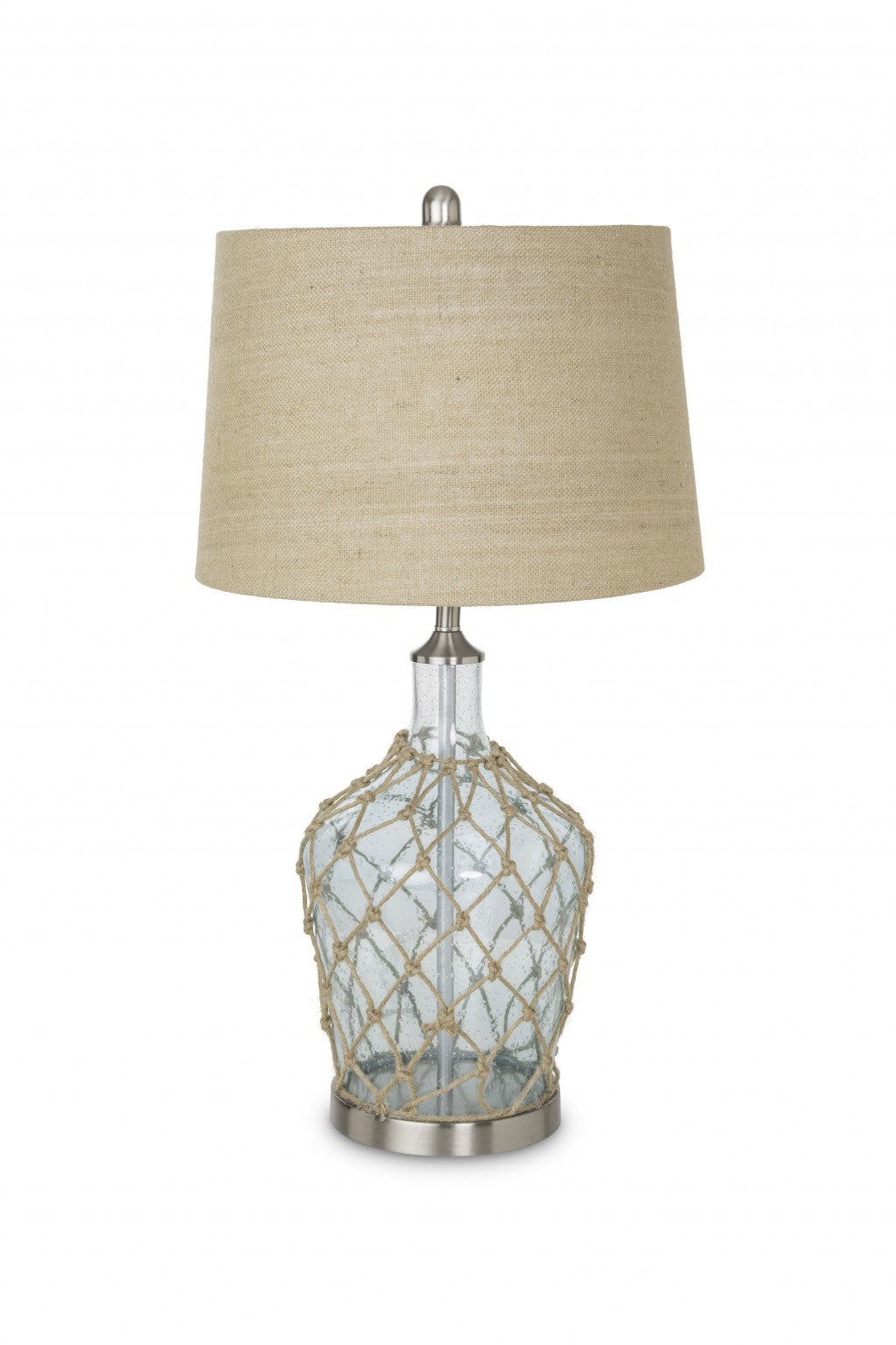 HomeRoots Light Blue Bubble Glass Coastal Table Lamps in Set of Two