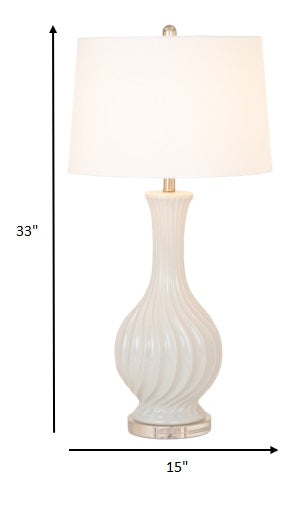 HomeRoots Light Gray Curved Ceramic Table Lamps in Set of Two
