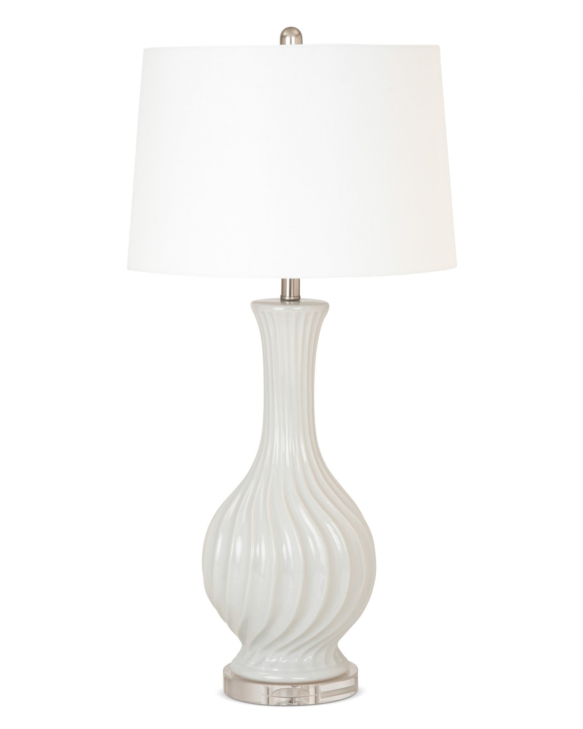 HomeRoots Light Gray Curved Ceramic Table Lamps in Set of Two