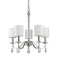 HomeRoots Lily 5-Light Polished Nickel Chandelier With Fabric Shades And Crystal Accents