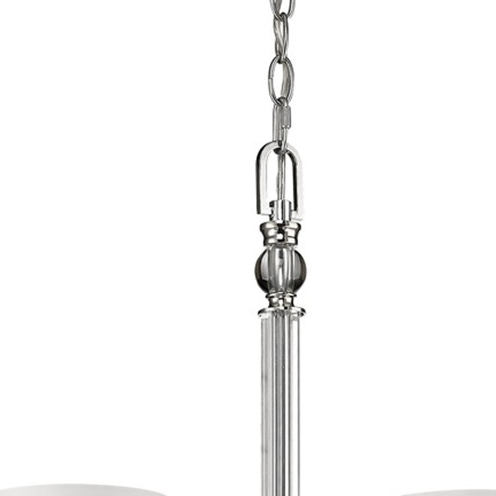 HomeRoots Lily 5-Light Polished Nickel Chandelier With Fabric Shades And Crystal Accents