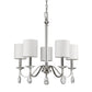 HomeRoots Lily 5-Light Polished Nickel Chandelier With Fabric Shades And Crystal Accents