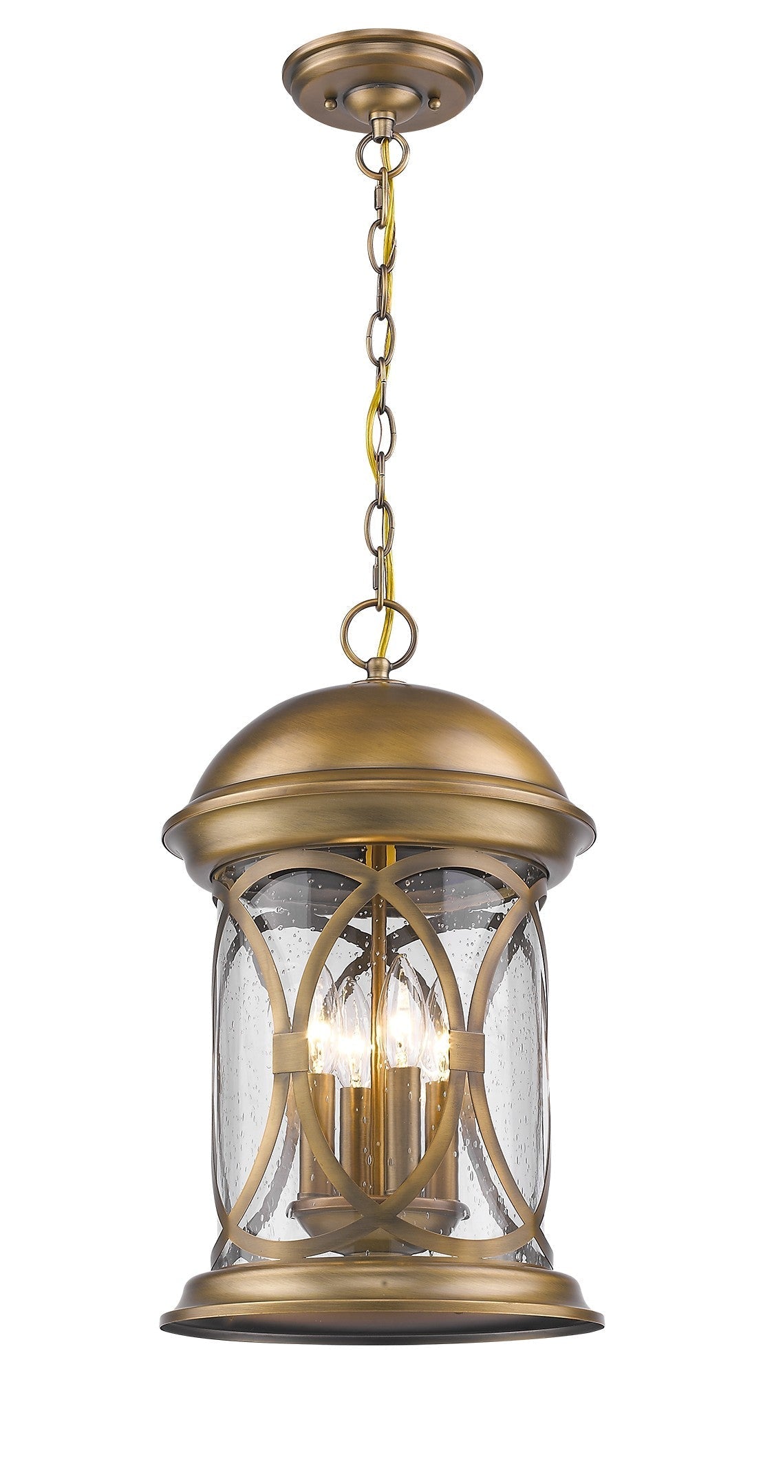 HomeRoots Lincoln 4-Light Hanging Light in Antique Brass Finish