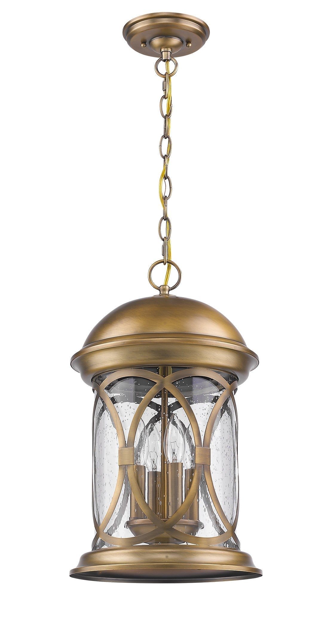 HomeRoots Lincoln 4-Light Hanging Light in Antique Brass Finish