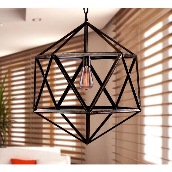 HomeRoots Lindsay Cage Edison Lamp With Bulb In Black