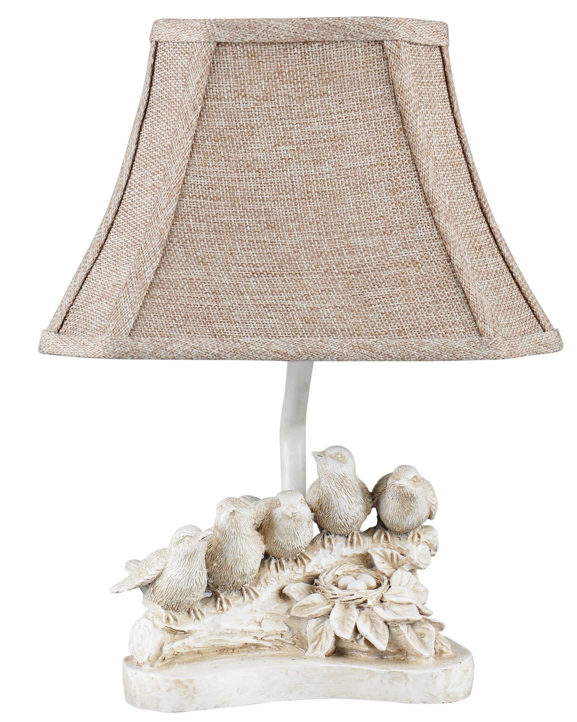 HomeRoots Little Bird Sing A Long Accent Table Lamp With Brown Bell Shade