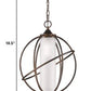 HomeRoots Loft 1-Light Globe Pendant With Etched Glass Interior Shade in Oil-Rubbed Bronze Finish