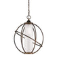 HomeRoots Loft 1-Light Globe Pendant With Etched Glass Interior Shade in Oil-Rubbed Bronze Finish