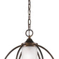 HomeRoots Loft 1-Light Globe Pendant With Etched Glass Interior Shade in Oil-Rubbed Bronze Finish