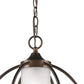HomeRoots Loft 1-Light Globe Pendant With Etched Glass Interior Shade in Oil-Rubbed Bronze Finish