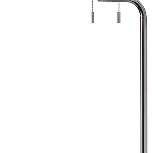 HomeRoots Looped Floor Lamp with Glass Cocktail Tabletop in Chrome Finish