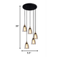 HomeRoots Lori 5-Light Adjustable Cord Edison Lamp With Bulbs In Black