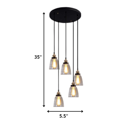 HomeRoots Lori 5-Light Adjustable Cord Edison Lamp With Bulbs In Black