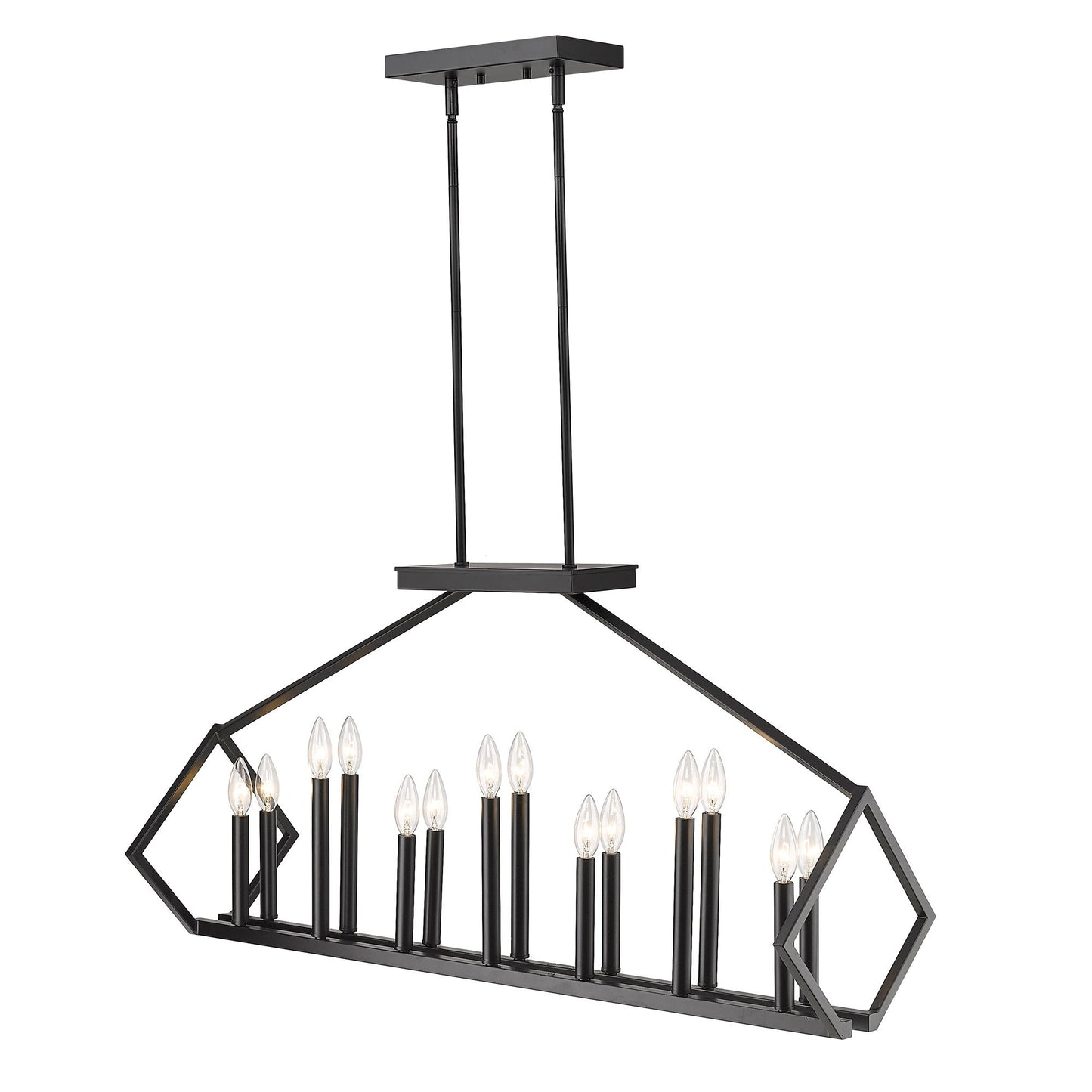 HomeRoots Luca 14-Light Island Pendant in Matte Black Finish