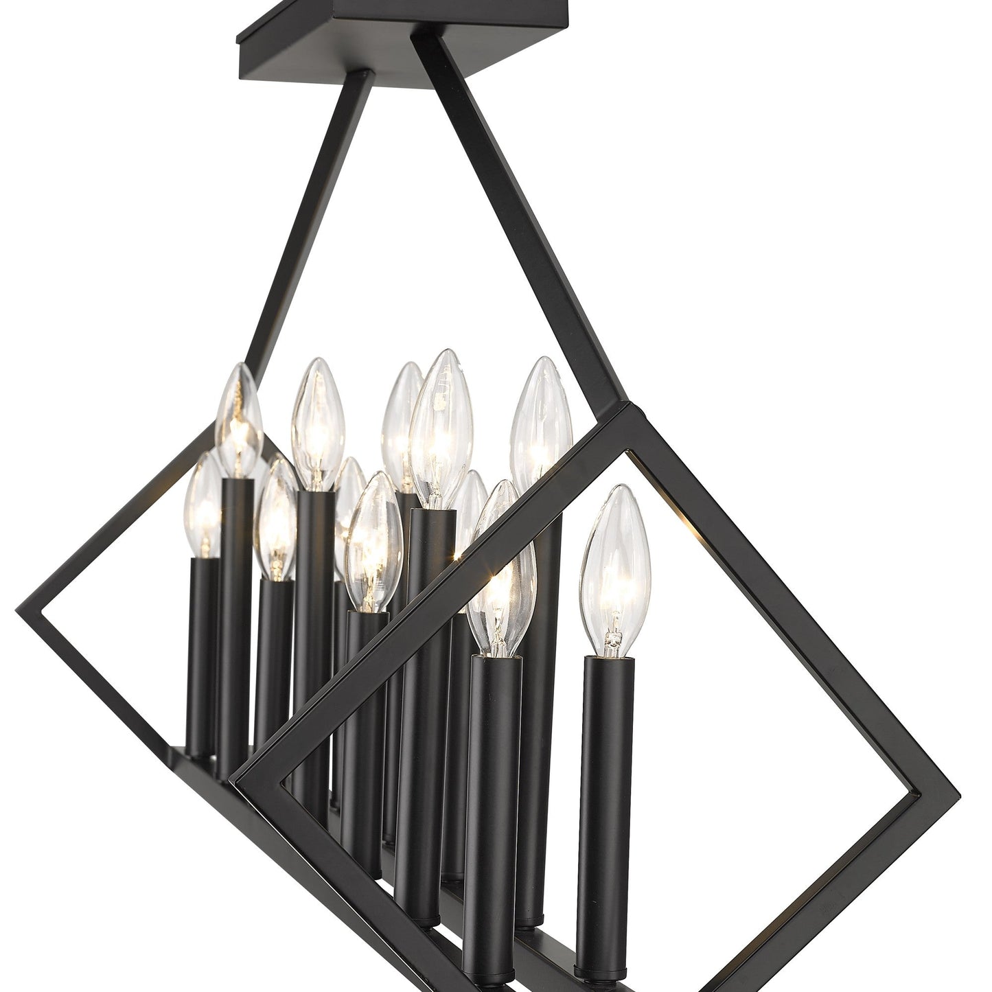 HomeRoots Luca 14-Light Island Pendant in Matte Black Finish