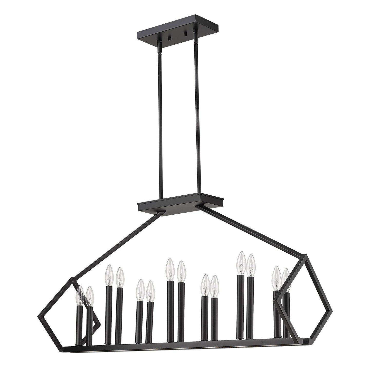 HomeRoots Luca 14-Light Island Pendant in Matte Black Finish