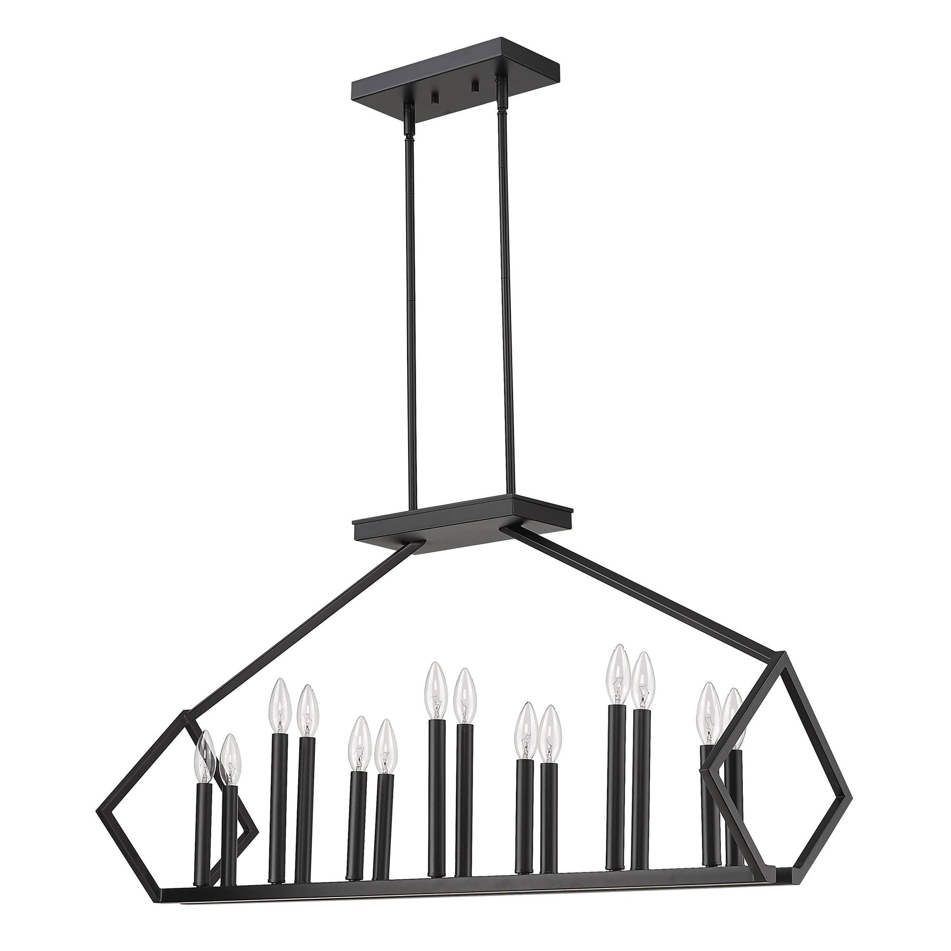 HomeRoots Luca 14-Light Island Pendant in Matte Black Finish