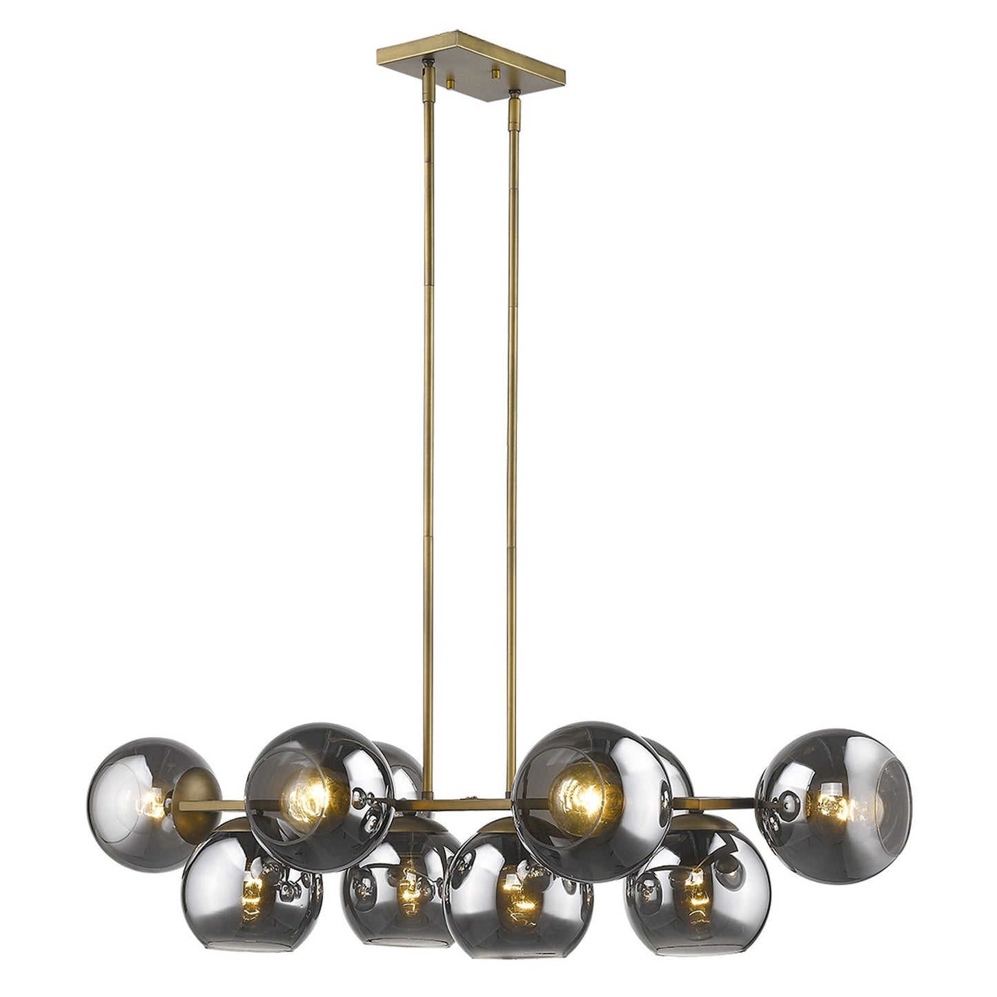HomeRoots Lunette 10-Light Island Pendant With Aged Brass Finish
