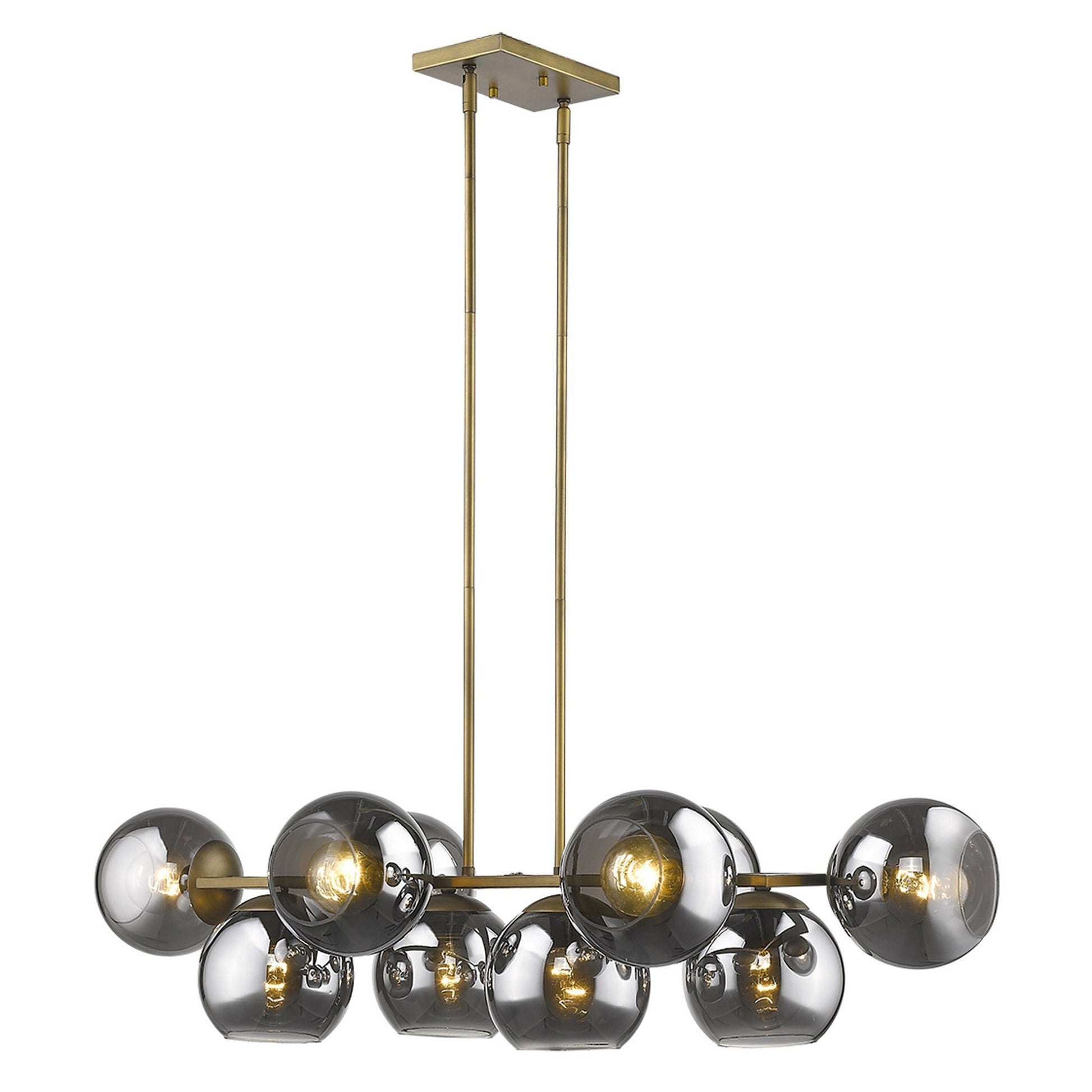 HomeRoots Lunette 10-Light Island Pendant With Aged Brass Finish