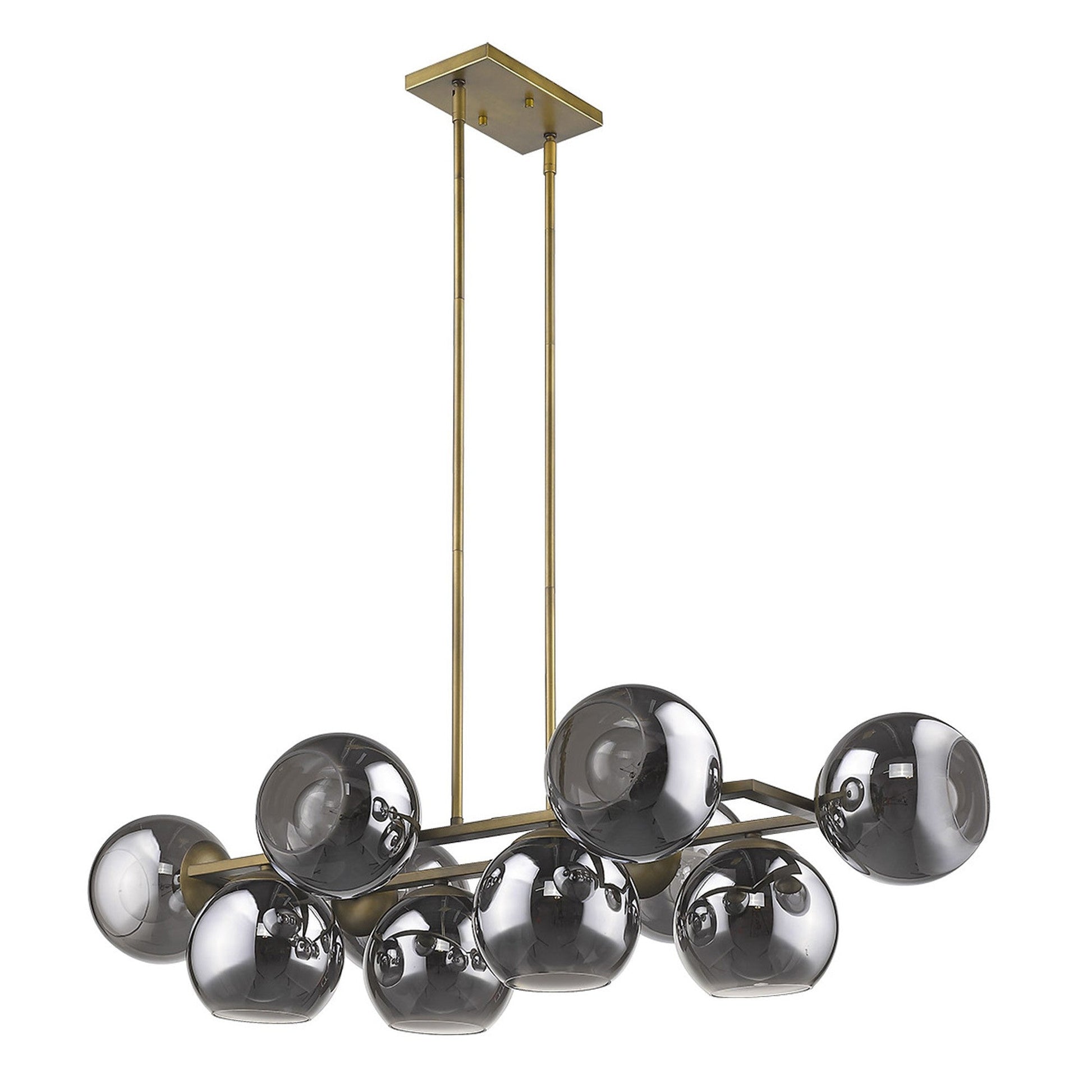 HomeRoots Lunette 10-Light Island Pendant With Aged Brass Finish