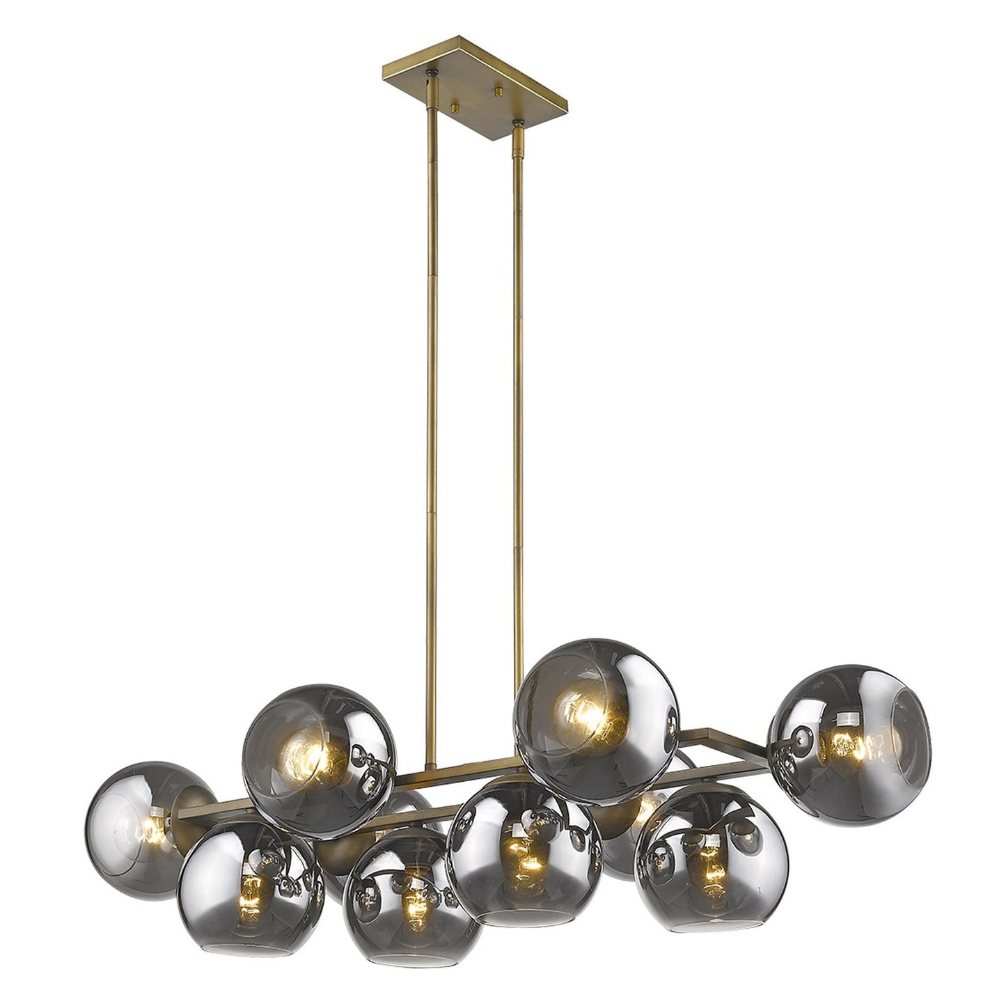 HomeRoots Lunette 10-Light Island Pendant With Aged Brass Finish