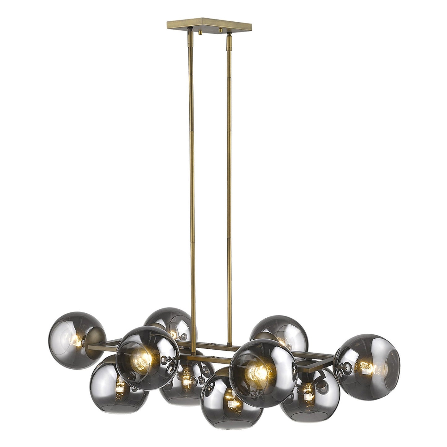 HomeRoots Lunette 10-Light Island Pendant With Aged Brass Finish