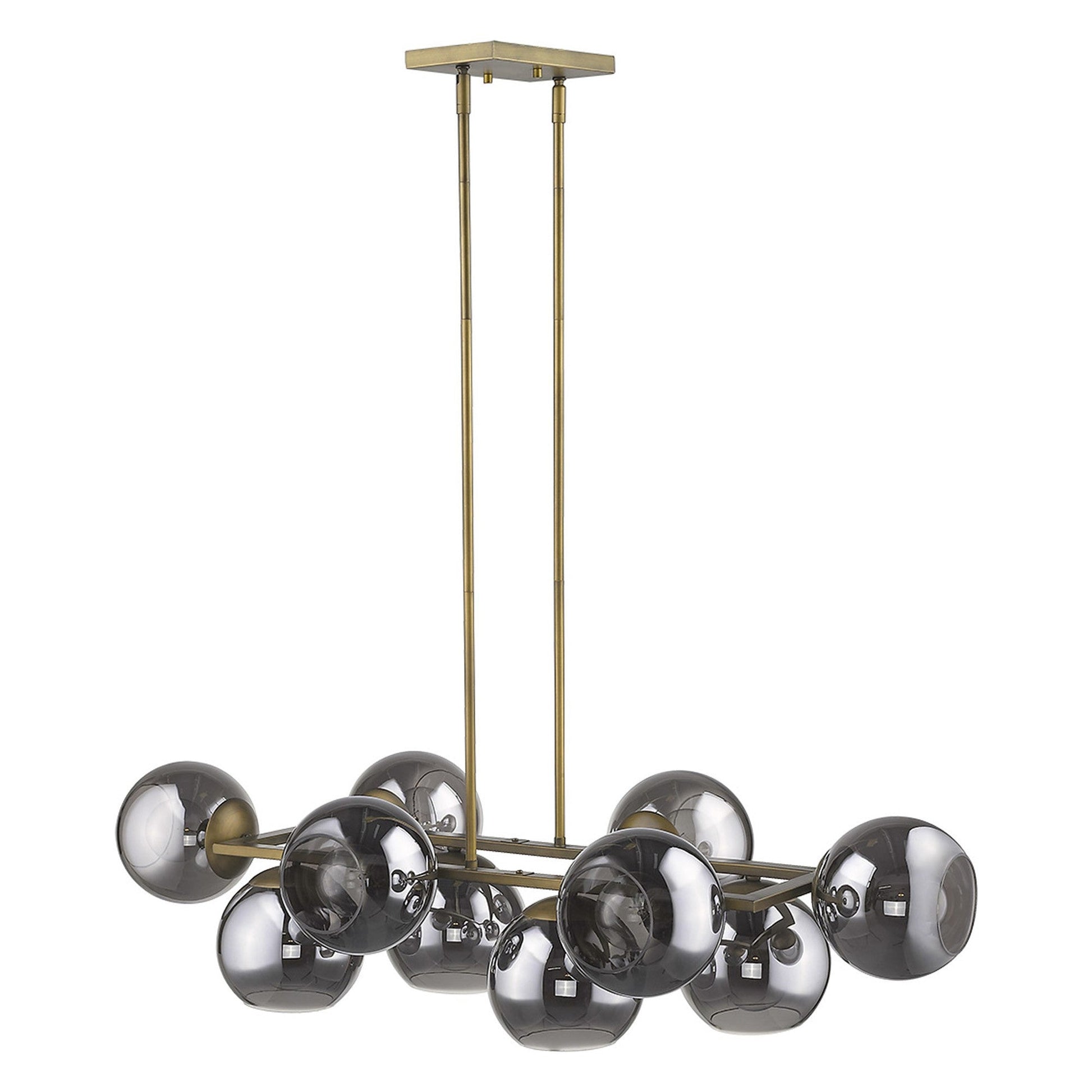 HomeRoots Lunette 10-Light Island Pendant With Aged Brass Finish