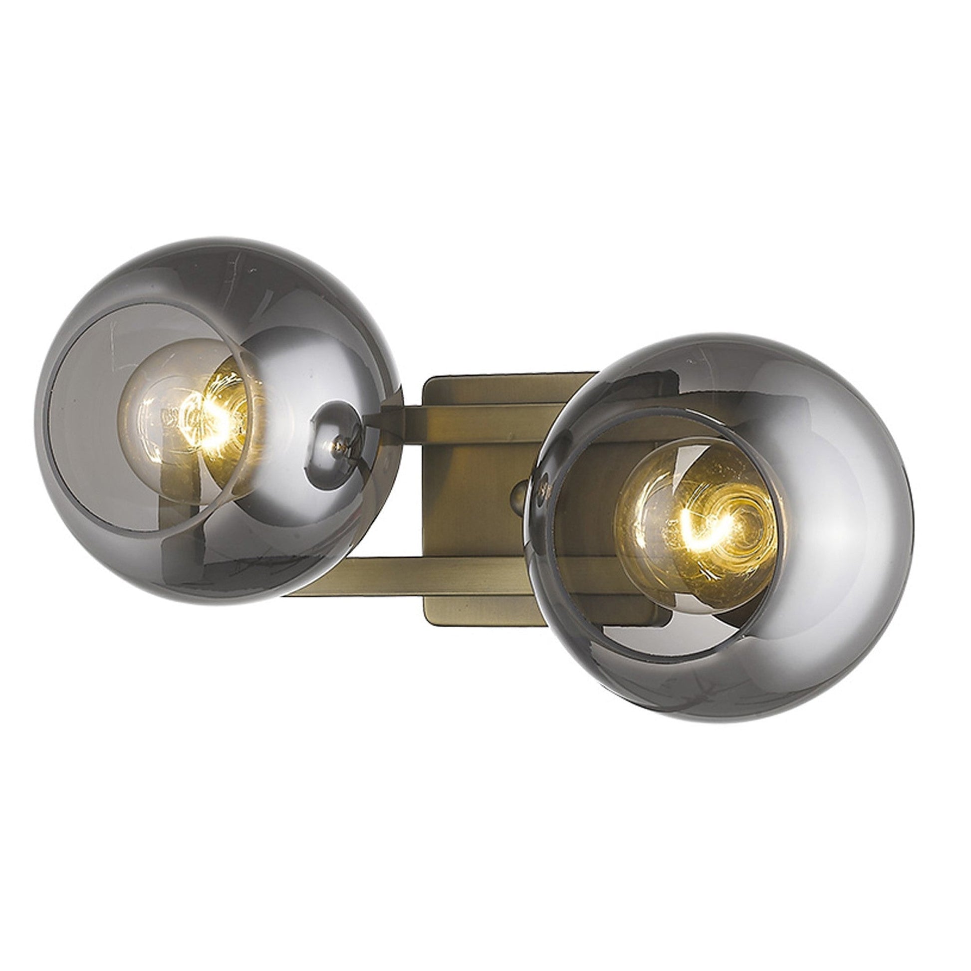 HomeRoots Lunette 2-Light Wall Sconce in Aged Brass Finish