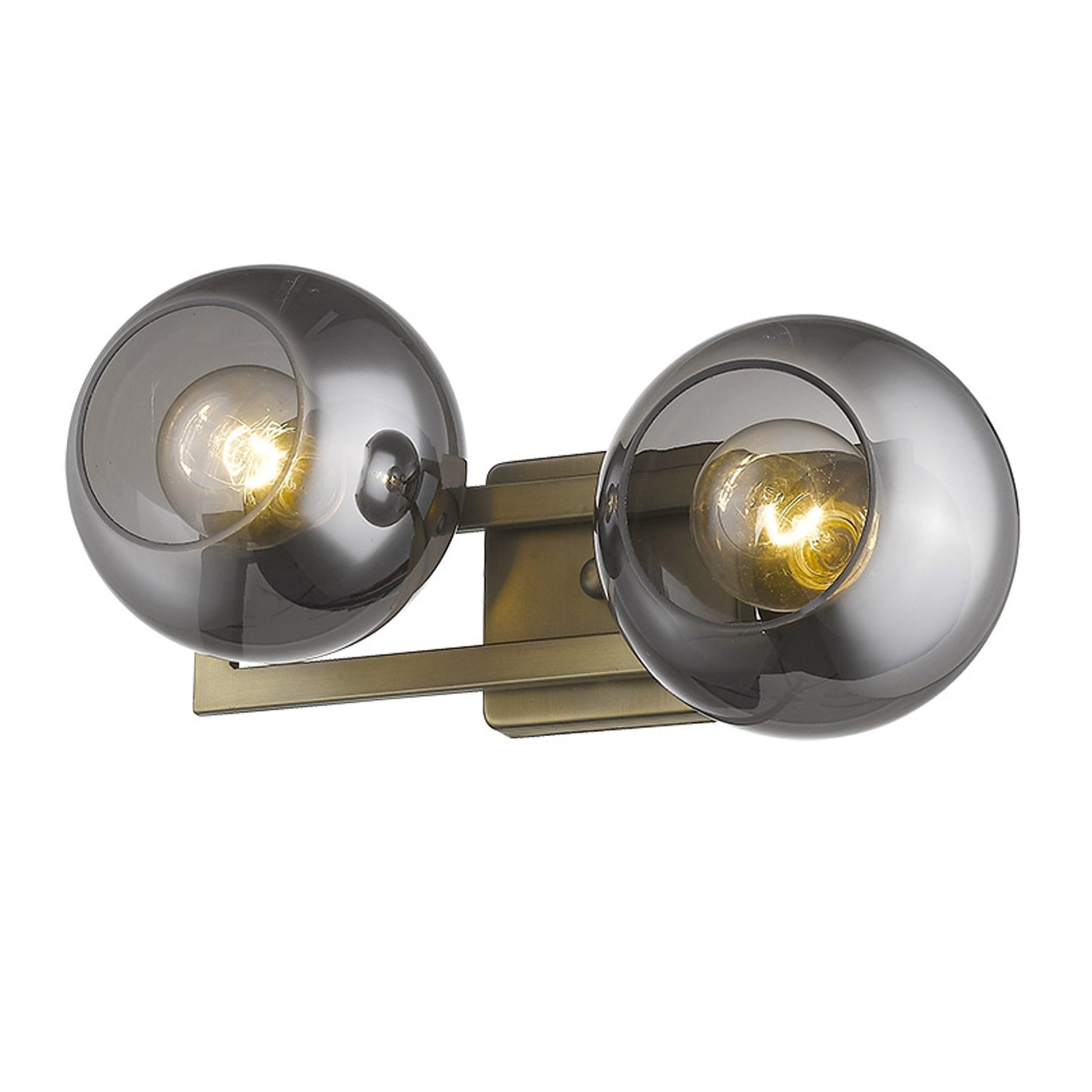 HomeRoots Lunette 2-Light Wall Sconce in Aged Brass Finish