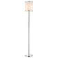 HomeRoots Lux II 1-Light Floor Lamp With Metal Trimmed Off White Shantung Shade in Polished Chrome Finish