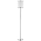HomeRoots Lux II 1-Light Floor Lamp With Metal Trimmed Off White Shantung Shade in Polished Chrome Finish
