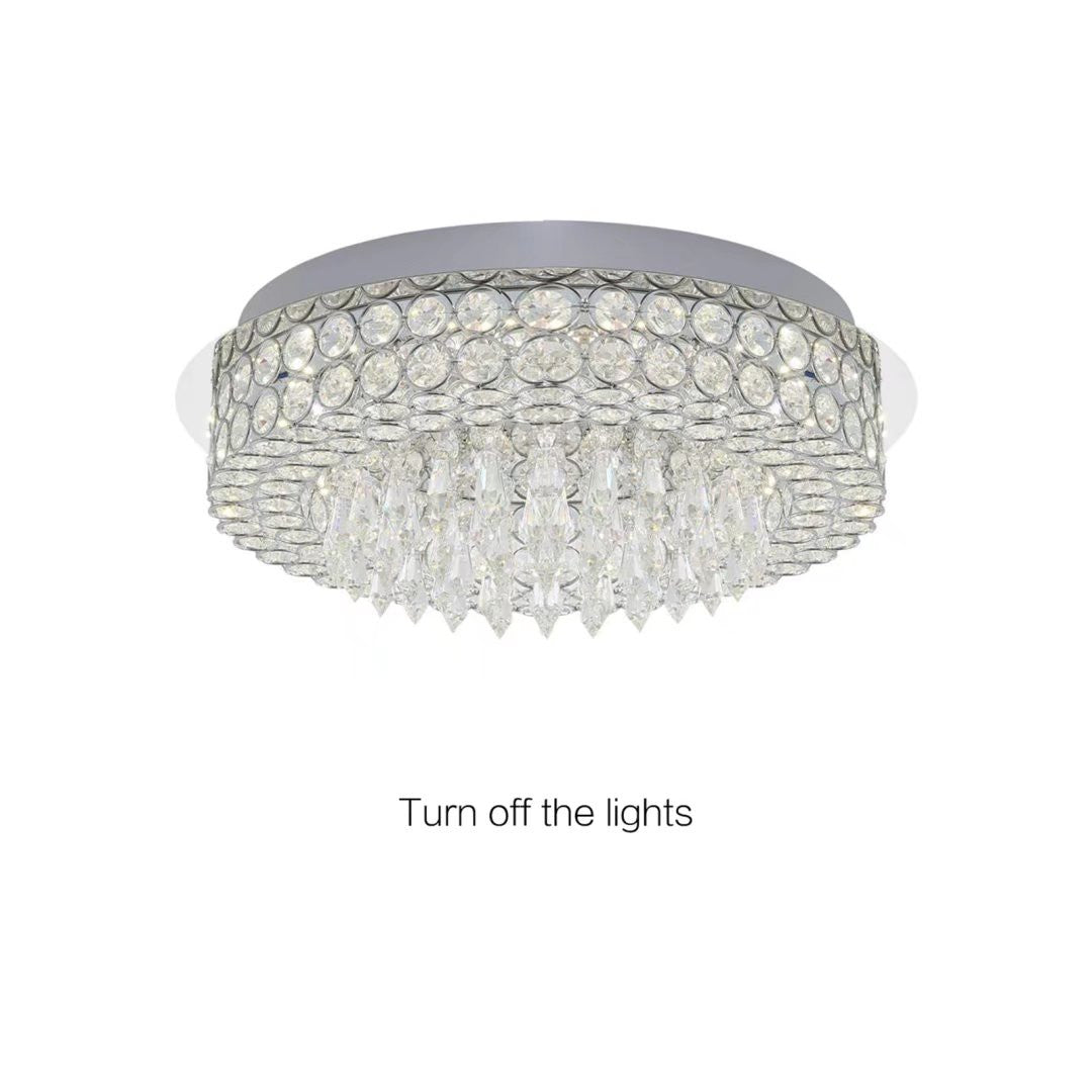 HomeRoots Luxurious Ceiling Mount Faux Crystal Round Chandelier With Silver Finish