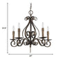 HomeRoots Lydia 5-Light Russet Chandelier With Melted Wax Tapers