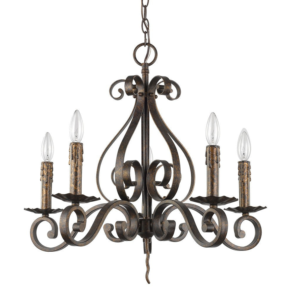 HomeRoots Lydia 5-Light Russet Chandelier With Melted Wax Tapers
