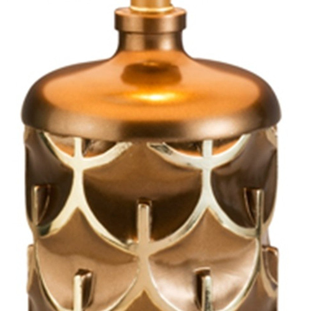 HomeRoots Magestic Geo Table Lamp With Brown and Gold Finish